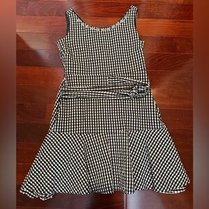 Chadwick's Women's Black White Gingham Sleeveless Dress Flowers Size 10P NWOT